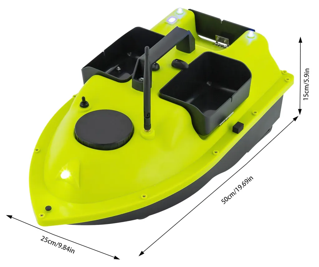 Bateau de dépôt d'appâts GPS vert double moteur pour pêche à carpe - 3