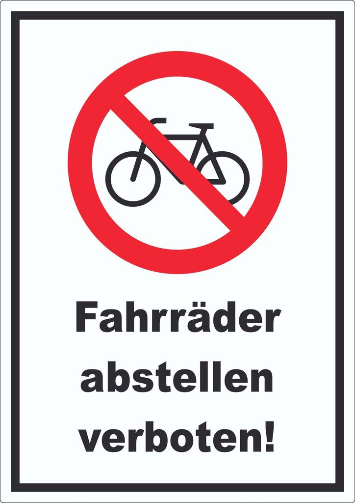 Fahrräder abstellen verboten Aufkleber A6 (105x148mm)