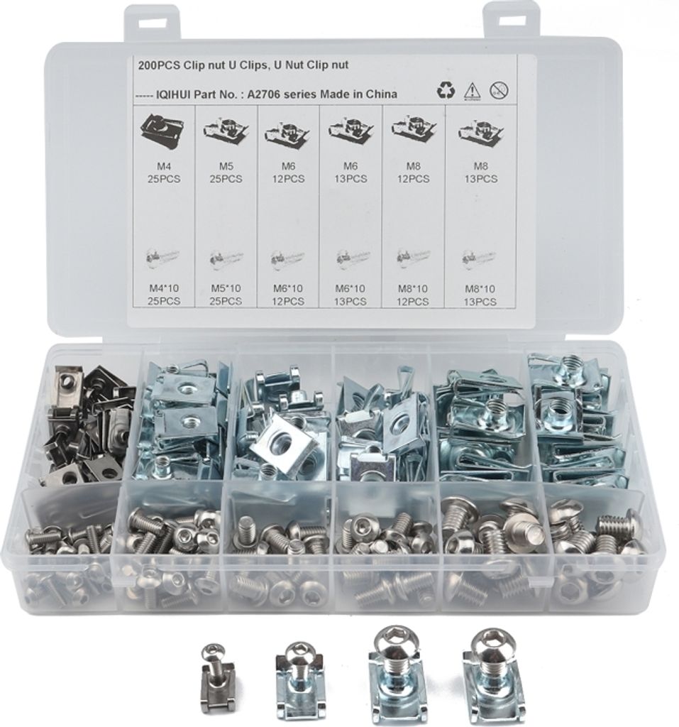 200 PCS B Nut Kit Spire Clips Zink Speed Fasteners Lug Nuts