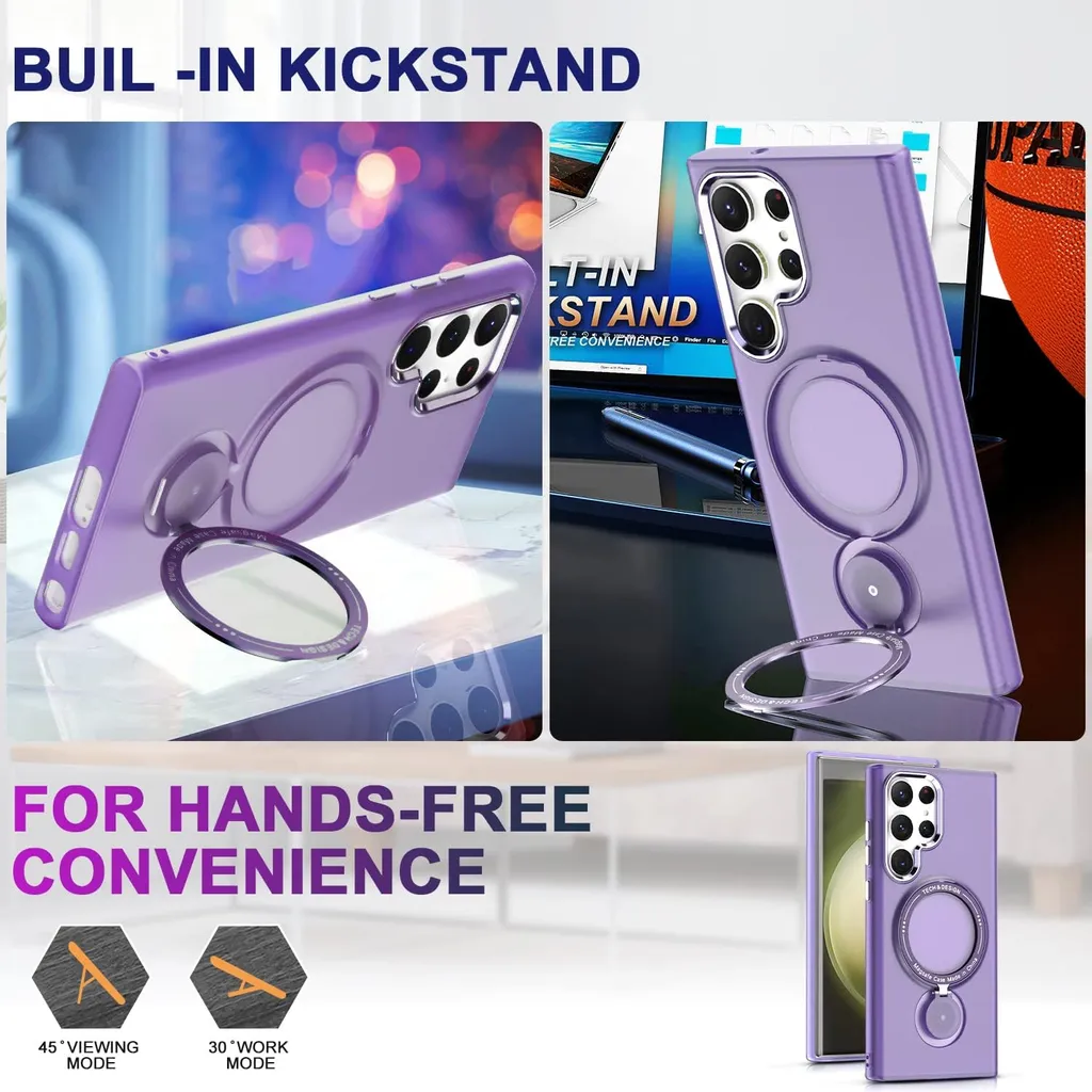 Elegante Cover Viola per Samsung S23 Ultra - MagSafe & Stand - 3