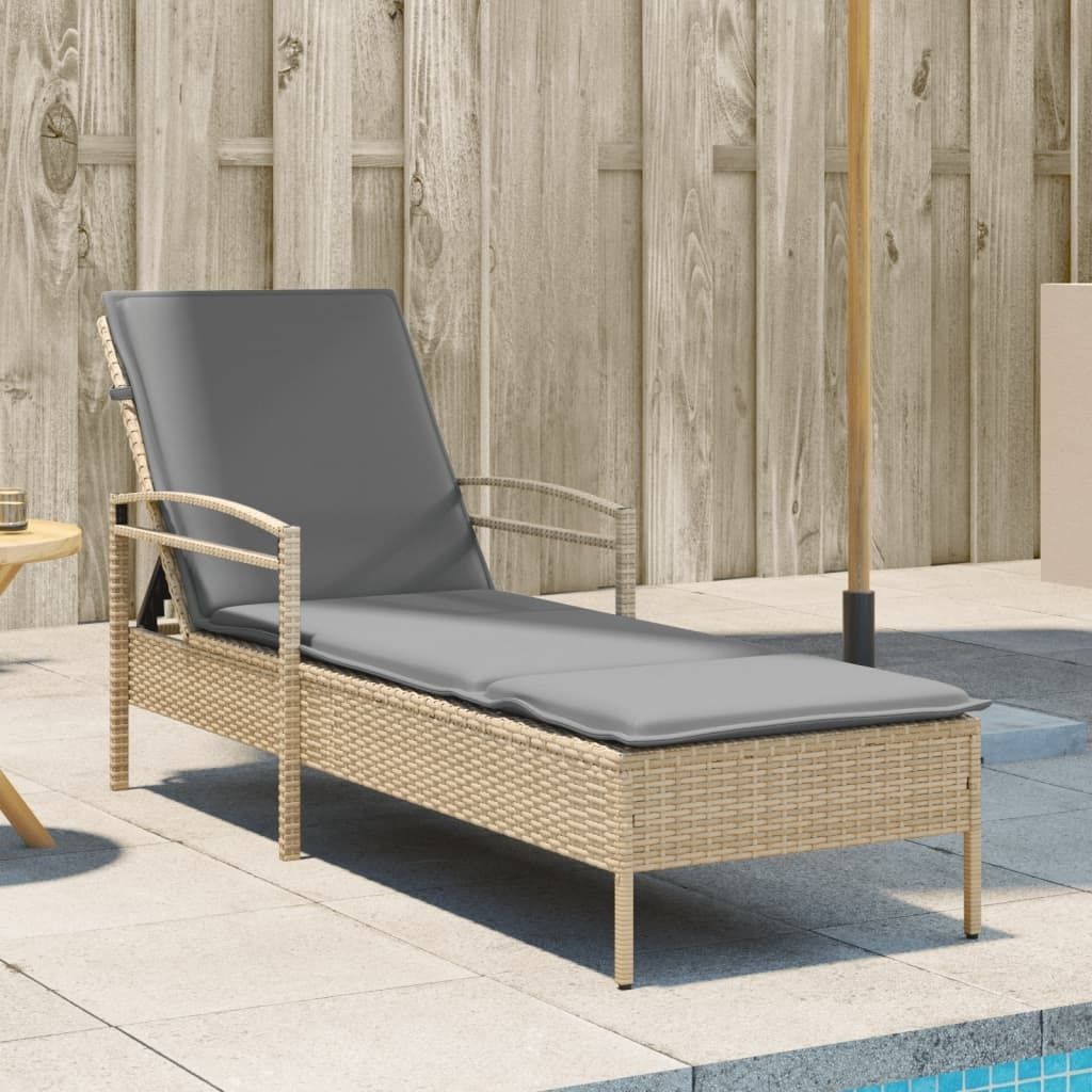 Maison Exclusive - Sonnenliege mit Auflage Beige 63x200x81 cm Poly Rattan