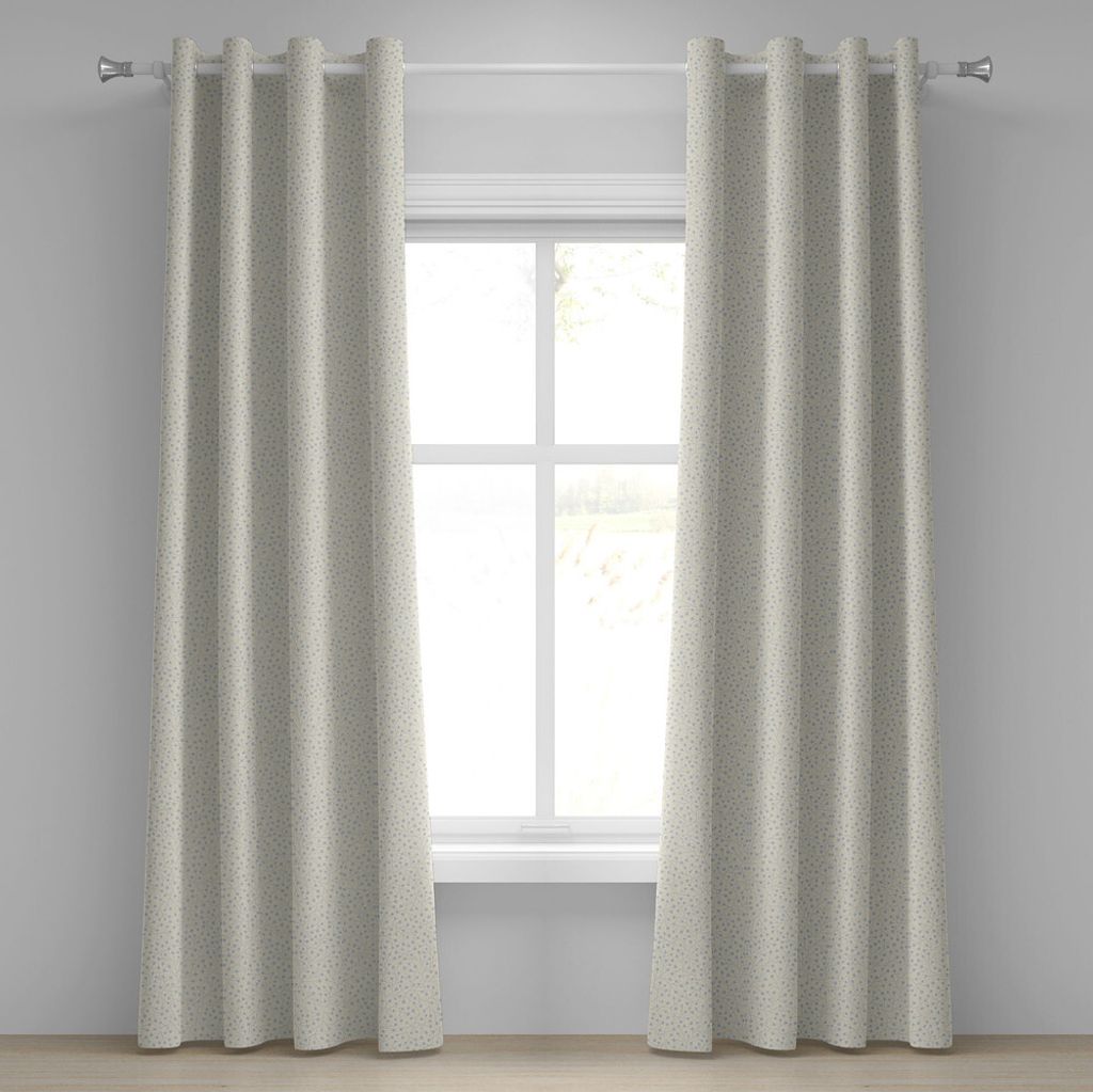 ABAKUHAUS Elfenbein und Blau Ösenvorhang, Linien Kreise Muster abstrakte Ziermotive Floral Inspirationen, Dekorative 2-Panel-Fenstervorhänge, 280...