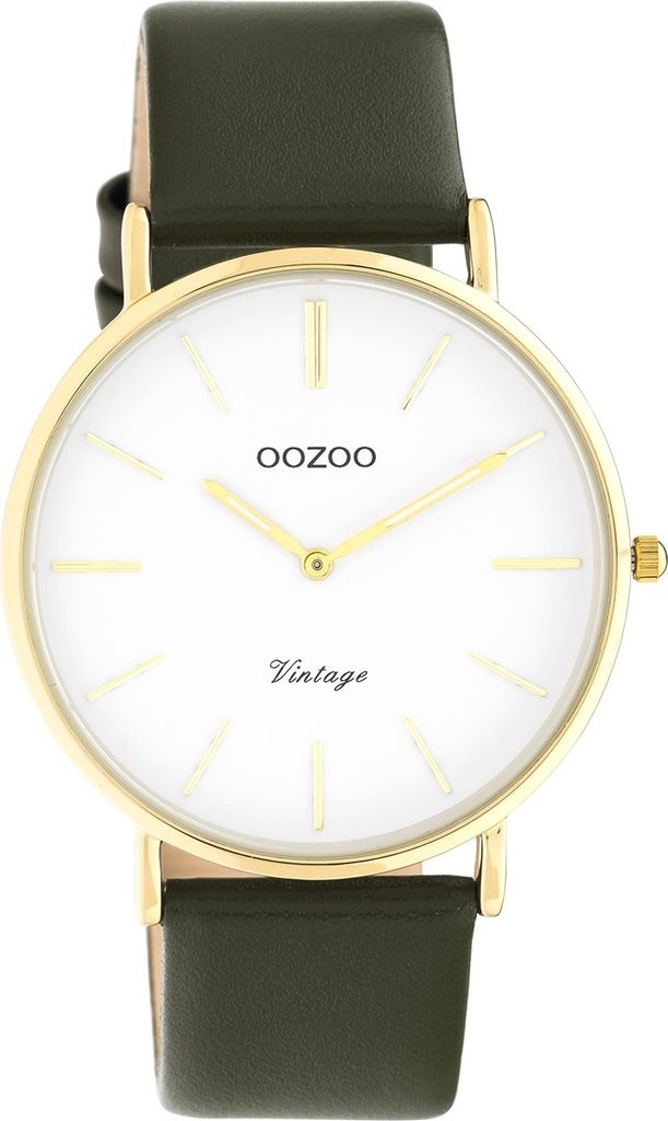 Oozoo Armbanduhr olivgrün Leder C20226 Vintage Series Damen Analog-Quarzuhr UOC20226