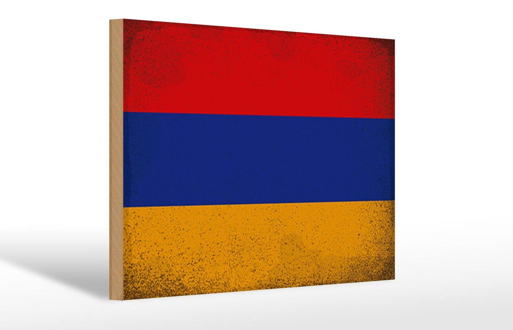 Holzschild Flagge Armenien 30x20cm Flag Armenia Vintage