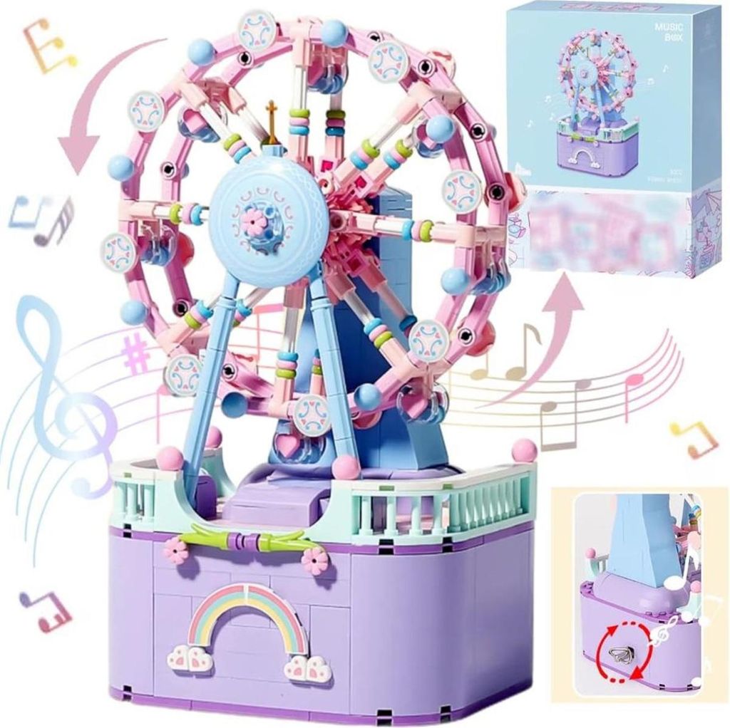 Spieluhr Bausteine Set, Karussell/Rotierendes Riesenrad Baukloetze Kit, , fuer Maedchen und Jungen von 6 bis 12 Jahren Geburtstags und Tagsgeschenk...