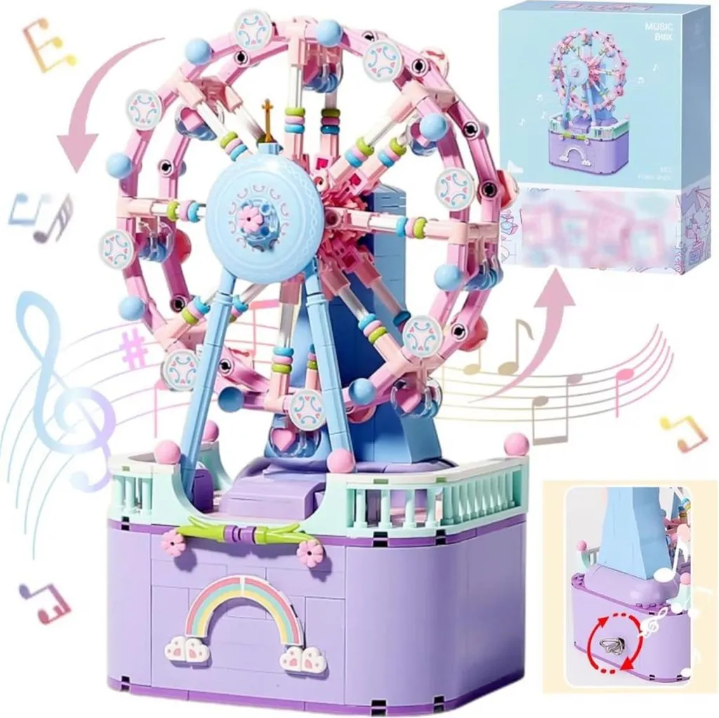 Boîte à Musique Manège Grande Roue en Kit de Construction pour Enfant
