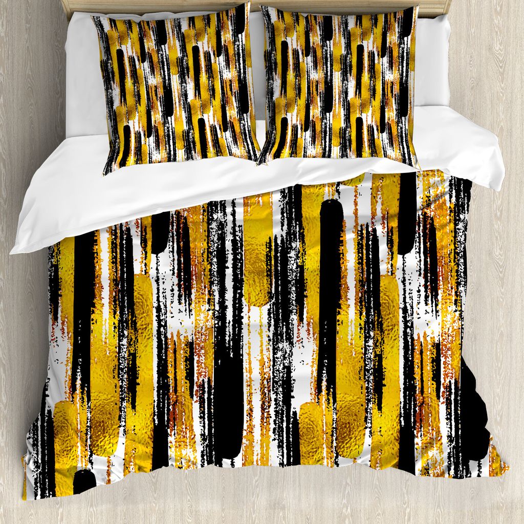 ABAKUHAUS Moderne Kunst Bettbezug, Grunge Art Brushstrokes, Milbensicher Allergiker geeignet mit Kissenbezügen, 200 cm x 200 cm - 80 x 80 cm, Erde...