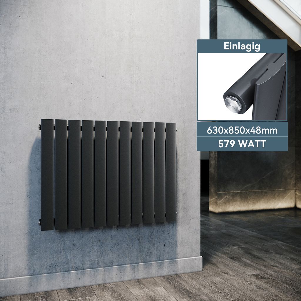 SONNI 630×850mm Antracyt Jednowarstwowy grzejnik płytowy Zdjęcie produktu 