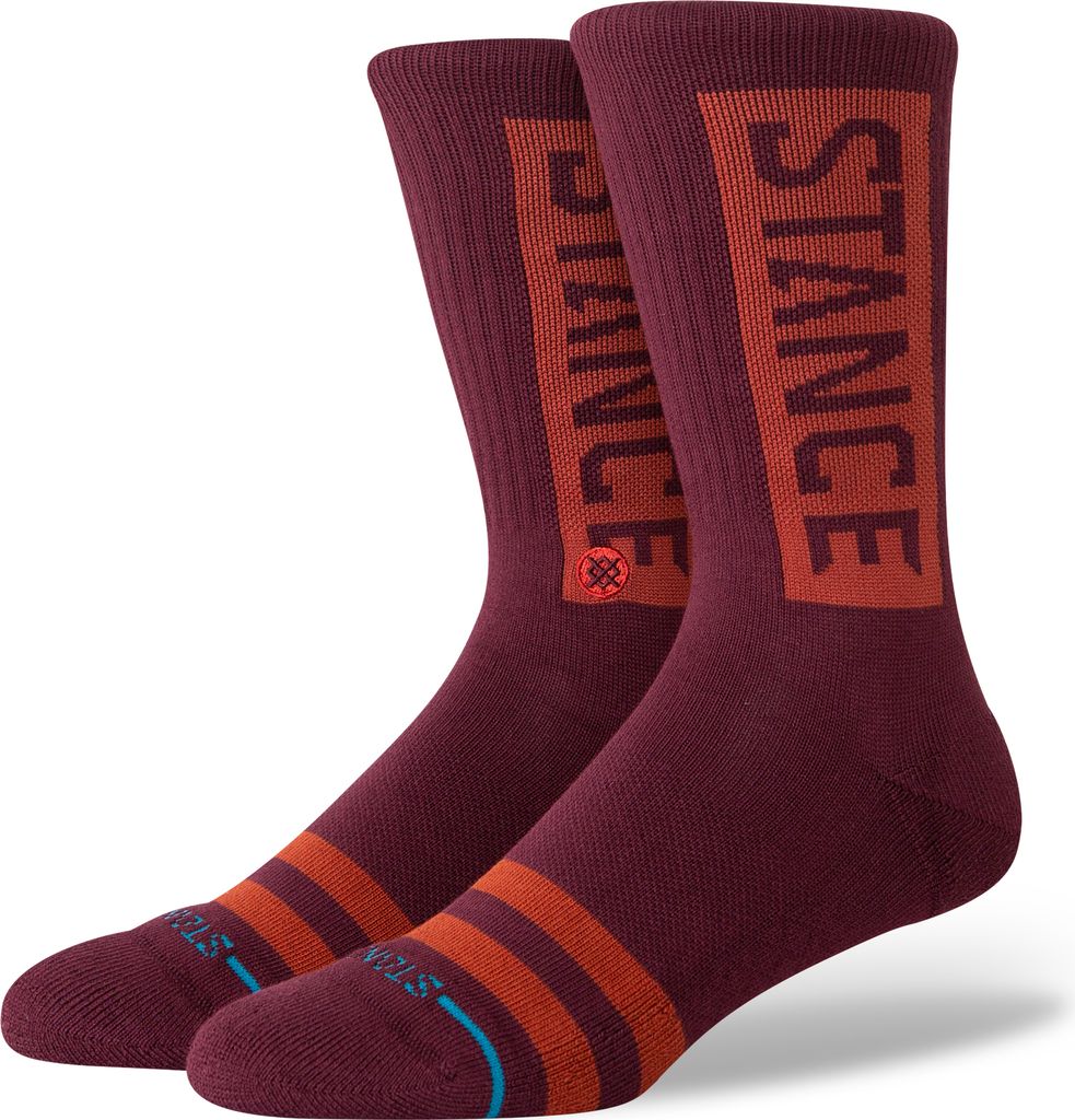 Stance OG Crew Socken Weinrot 1 Paar