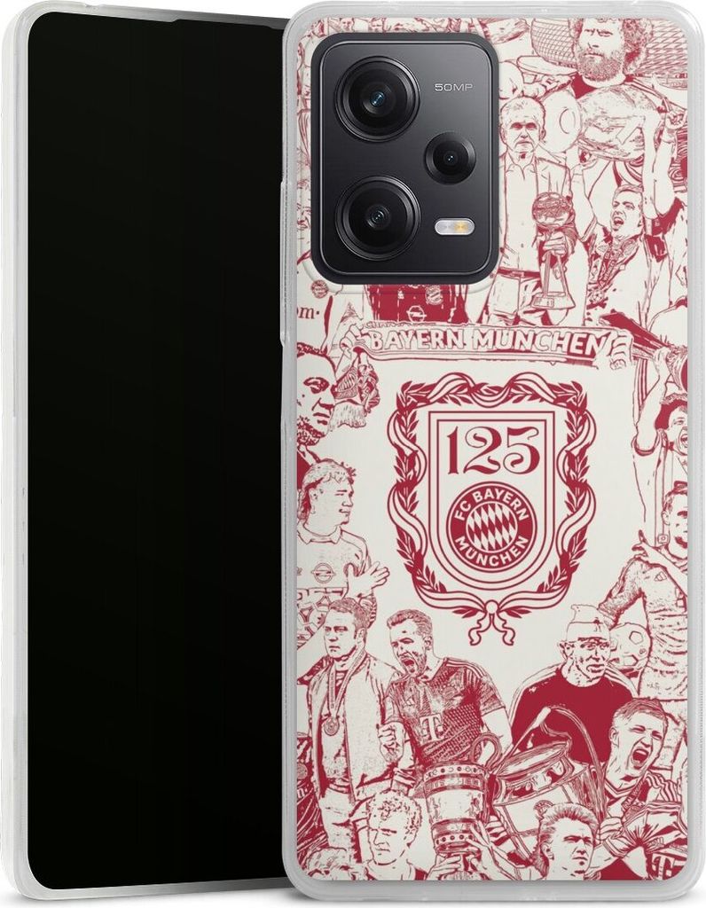 DeinDesign Slim Hülle für Xiaomi Redmi Note 12 Pro 5G Silikon Case Ultra Dünn Handyhülle FC Bayern München Offizielles Lizenzprodukt FCB 125 ...