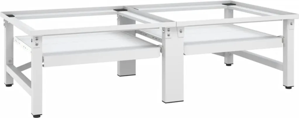 Socle lave-linge double blanc 120cm avec tablette de travail stable