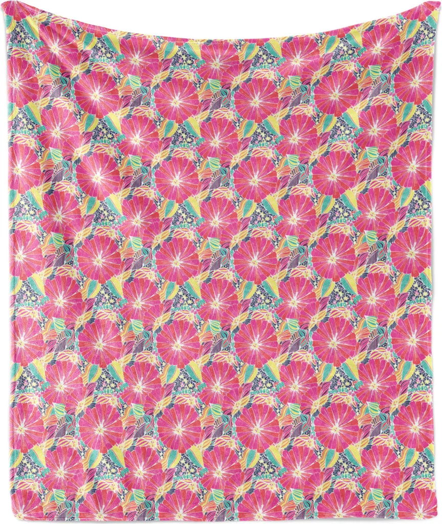 Coperta Plaid ABAKUHAUS 175x230 cm | Pile di Flanella Fiori Estivi