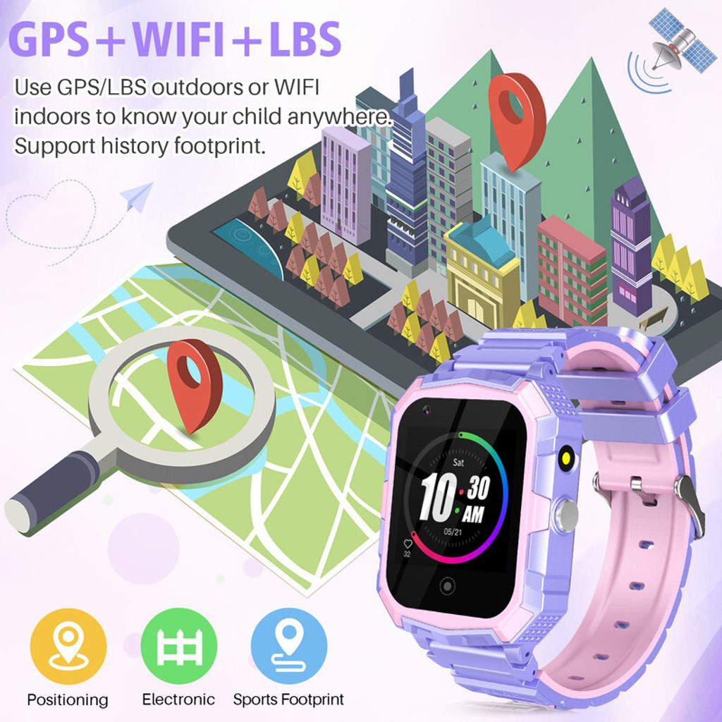 (Lila) T32 4G Smartwatch für Kinder, Telefonuhr mit Kamera, Produktbild 5