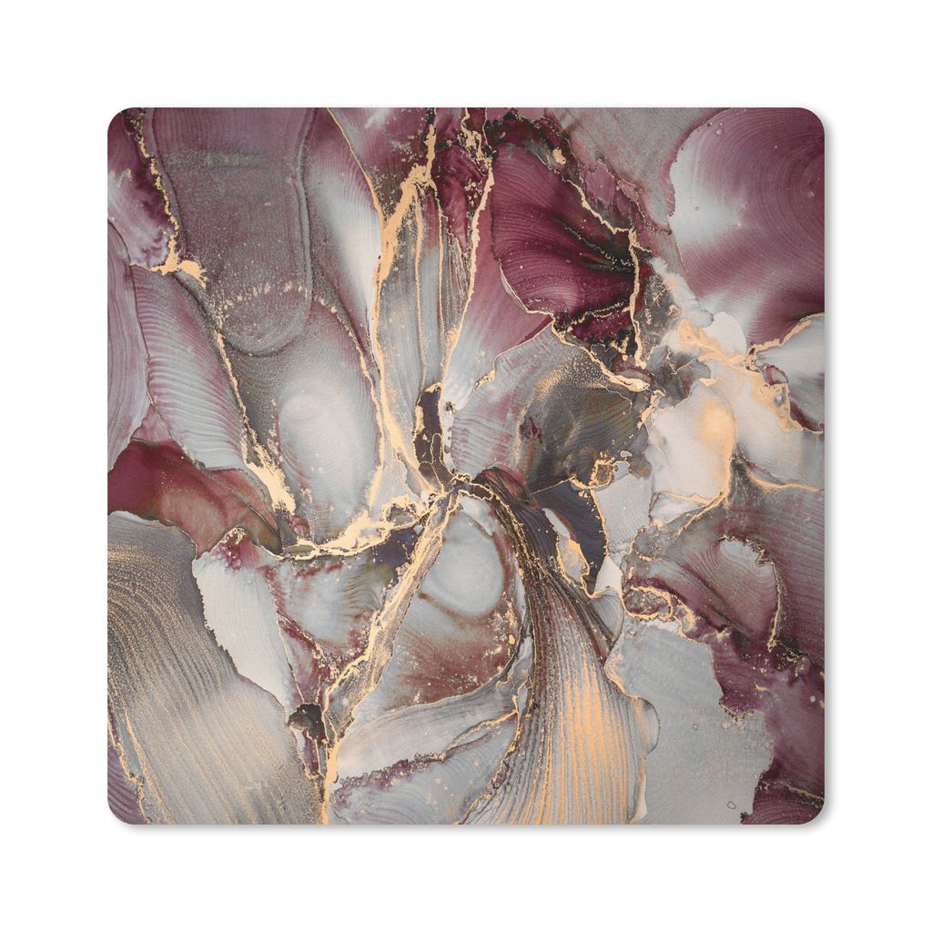 MuchoWow Mauspad Mousepad Gold - Marmor - Lila 30x30 cm - Mousepads - Maus Mat - Pad - Mausunterlage - Gaming