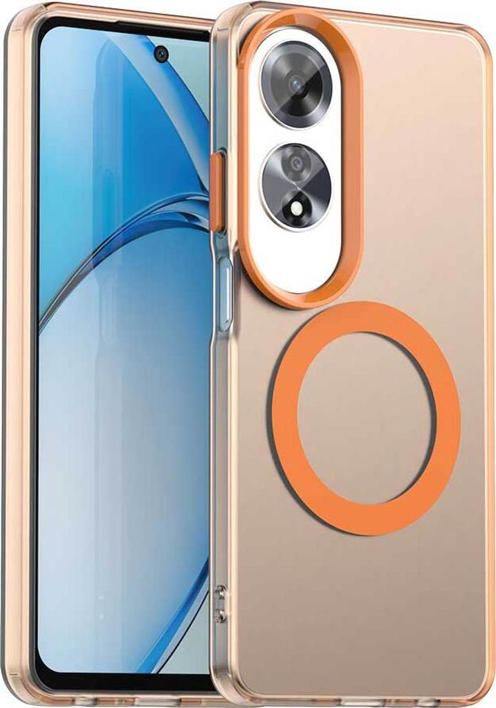 Magnetisch Hülle für Oppo A60, Schlank Durchscheinend Matt Stoßfest Handyhülle Orange