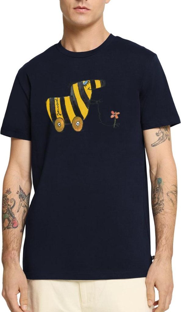 Spreadshirt Janosch Große Tigerente Mit Blume Männer Premium T-Shirt, S, Navy