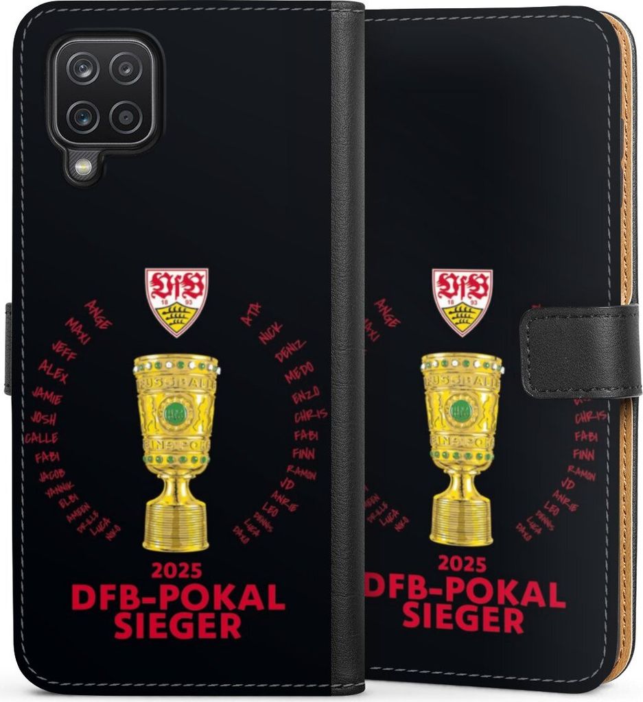 DeinDesign Klapphülle für Samsung Galaxy A12 Handytasche Lederhülle Tasche Offizielles Lizenzprodukt Pokal VfB Stuttgart