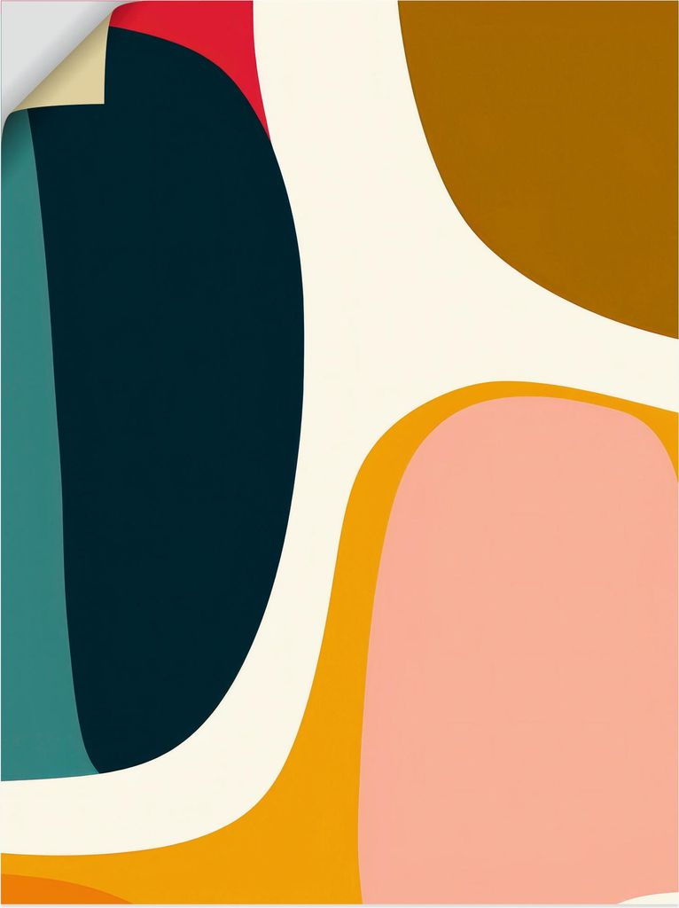 ARTland Wandbild, selbstklebend Abstrakt Midcentury Modern Shapes Größe: 90x120 cm