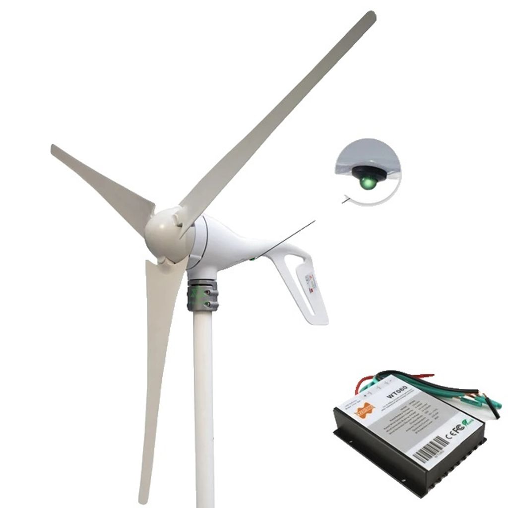 Windturbinengenerator, effiziente Energieumwandlung, niedrige Anlaufgeschwindigkeit, 24V-k, 3 weiße Klingen, 400W-k