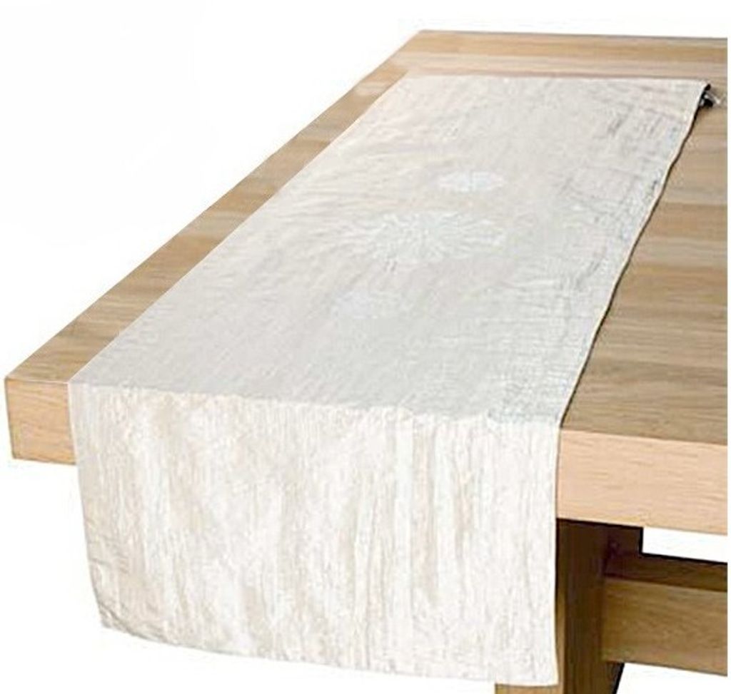Edler Tischläufer New York - beige mit Glitzersteinchen 42 x 145 cm