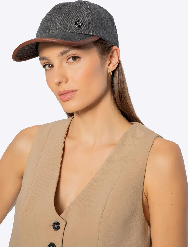 Berretto Wittchen Uomo Cotone Grigio-Marrone | Berretto Invernale Casual