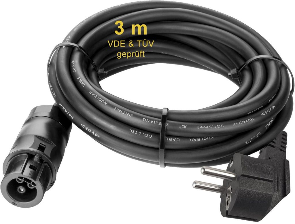3m Kabel mit Betteri BC01 + Schuko Stecker Adapter Solar Kabel PV Steckdose Netz für Wechselrichter