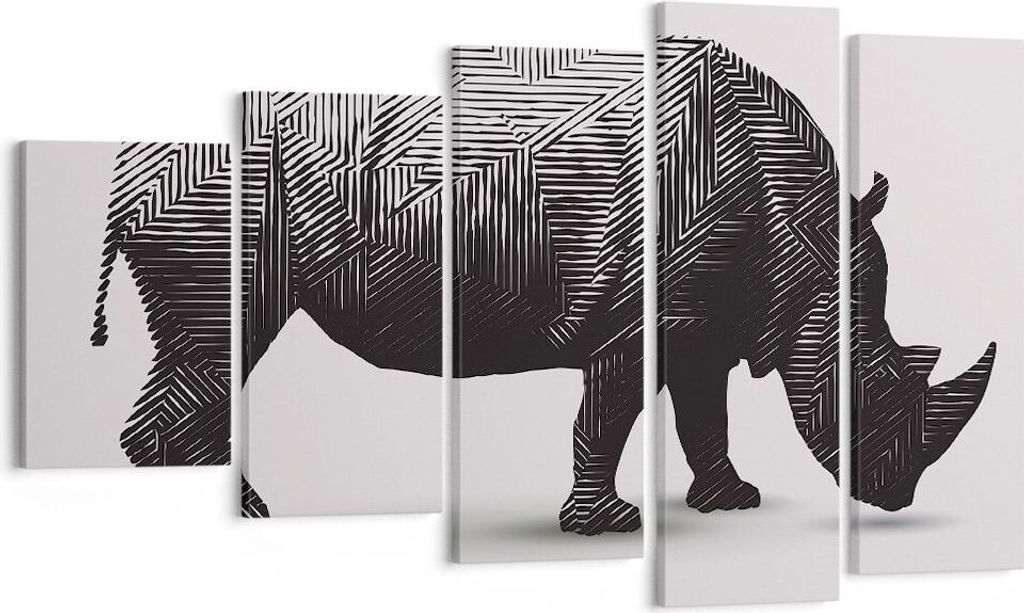Bild auf Leinwand - Leinwandbild - Nashorn Tier Afrika Safari - 100x60cm - Wand Bild - Wanddeko - Leinwanddruck - Bilder - Kunstdruck - Wanddekorat...