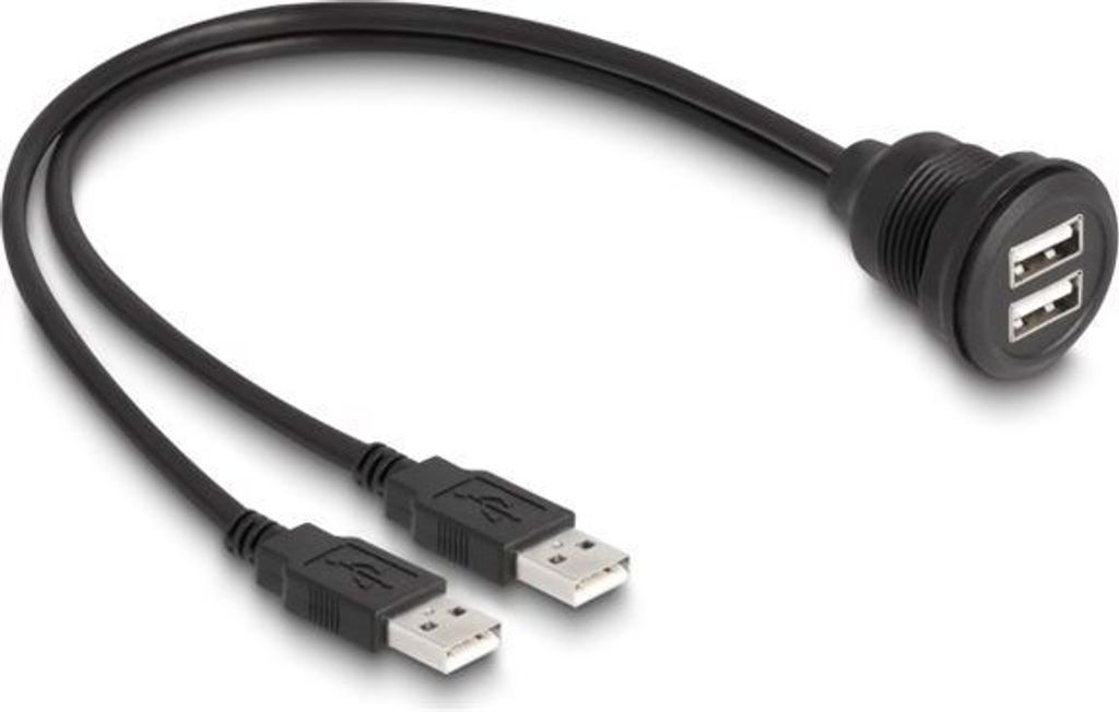 Delock USB 2.0 Kabel 2 x USB Typ-A Stecker zu 2 x USB Typ-A Buchse zum Einbau 1 m schwarz
