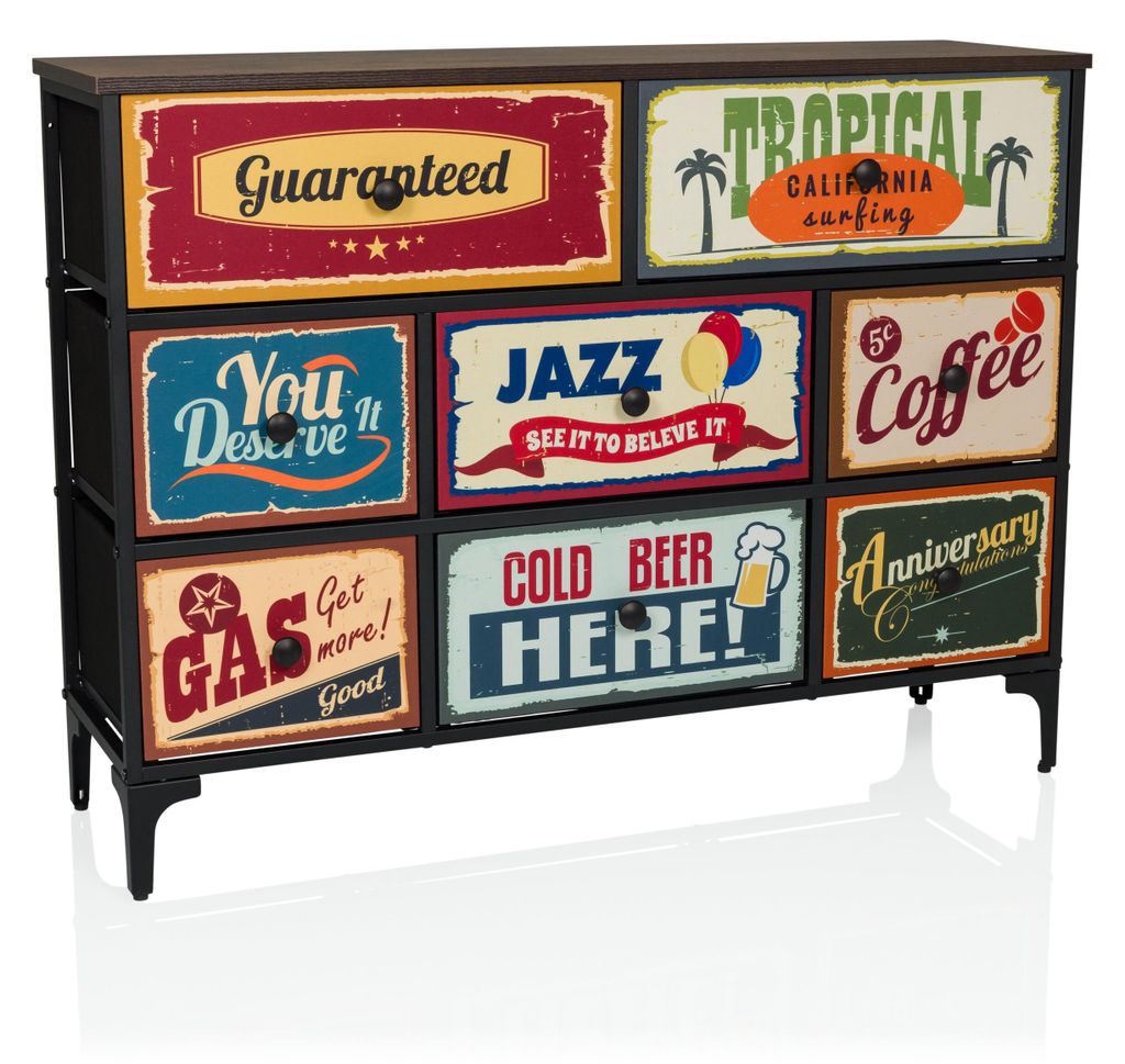 hjh LIVING Kommode mit 8 Schubladen AMERIKO B Sideboard Produktbild 