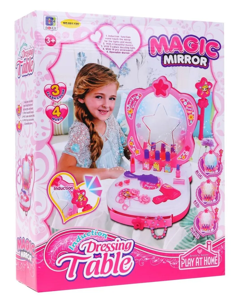 Coiffeuse portable interactive pour enfant avec 15 accessoires roses