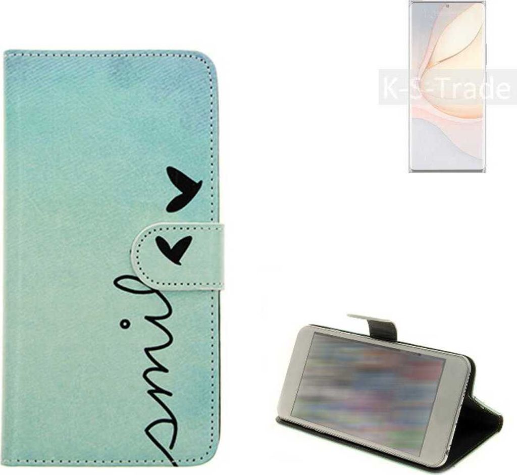 K-S-Trade Schutz Hülle Handy Hülle kompatibel mit nubia Z40 Pro Gravity Edition Hülle Handyhülle cover bookstyle Etui Handyhülle ''smile''