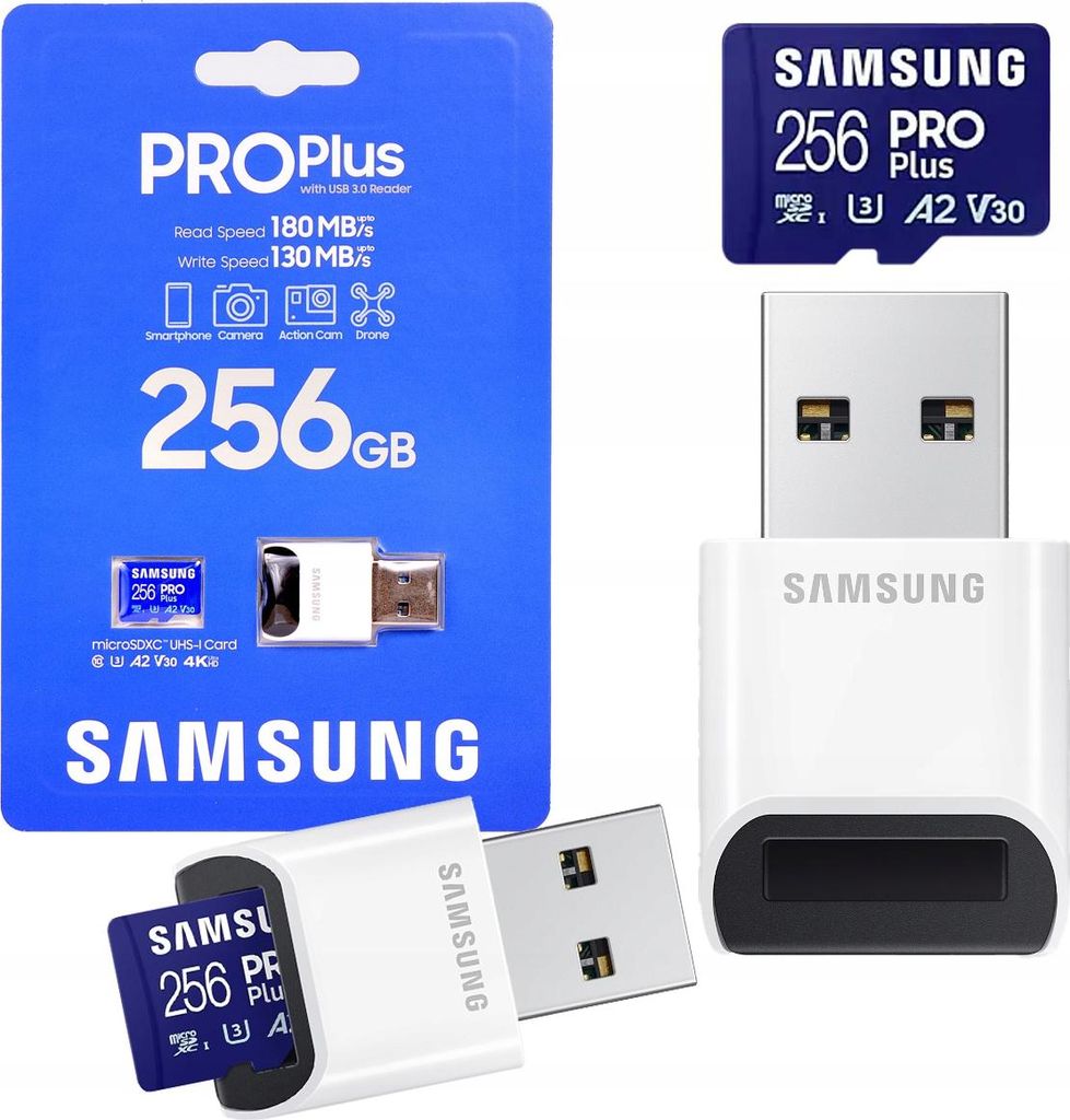 Samsung MB-MD256S, 256 GB, MicroSDXC, Klasa 10, UHS-I, 180 Zdjęcie produktu 