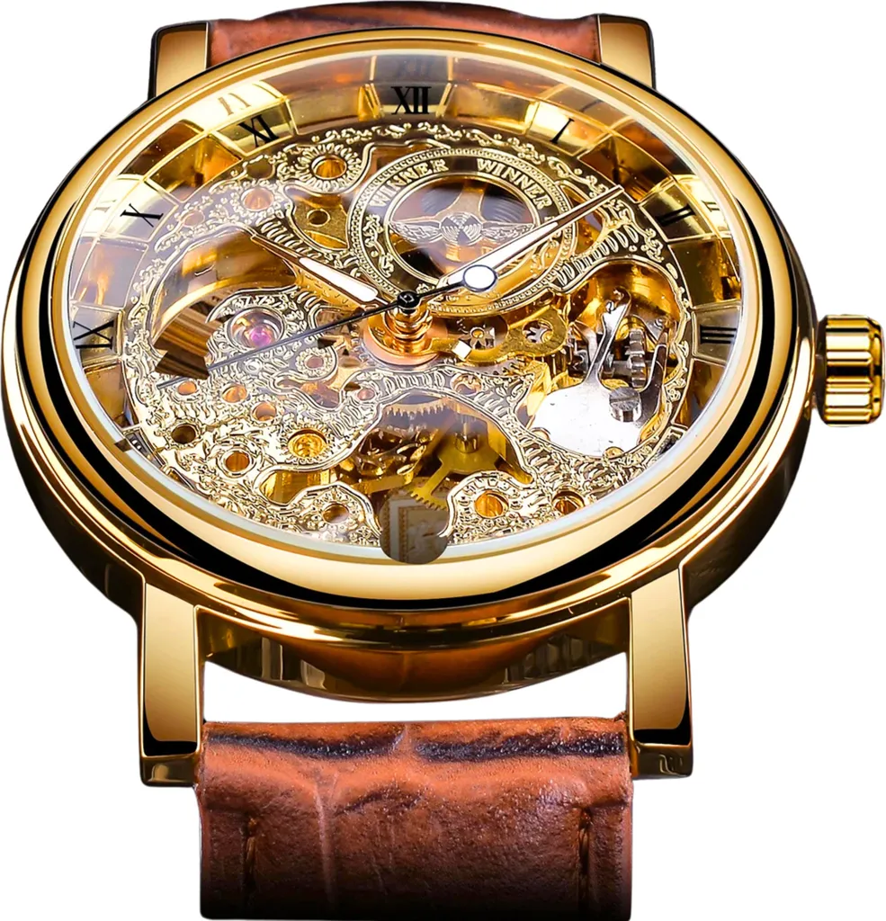 Orologio Uomo Automatico Oro e Pelle | Accessorio Business di Prestigio