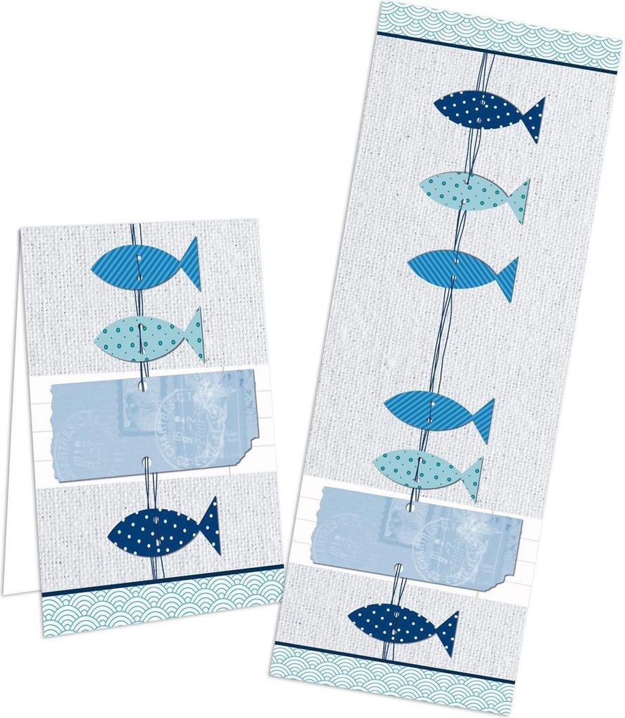 Fische Aufkleber blau maritim 5 x 14,8 cm für Taufe & Kommunion 10 Stück100 Stück