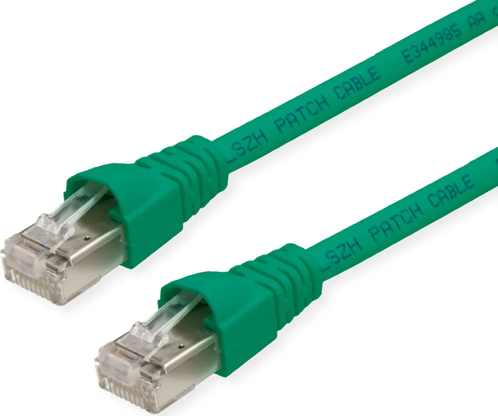 Telegärtner 100007974 RJ45 Network cable, patch cable CAT 6A S/FTP 1.00 m Green Flame-retardant, incl. detent, Twin shield, double shielding, Halogen-free,