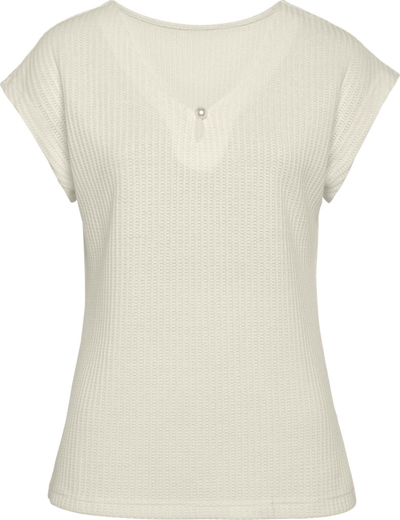 LASCANA Kurzarmshirt creme Größe 40/42