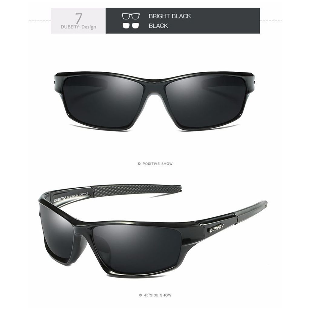 DUBERY Herren Sonnenbrille Polarisiert Brillen Sport UV400 Pilotenbrille Schwarz 