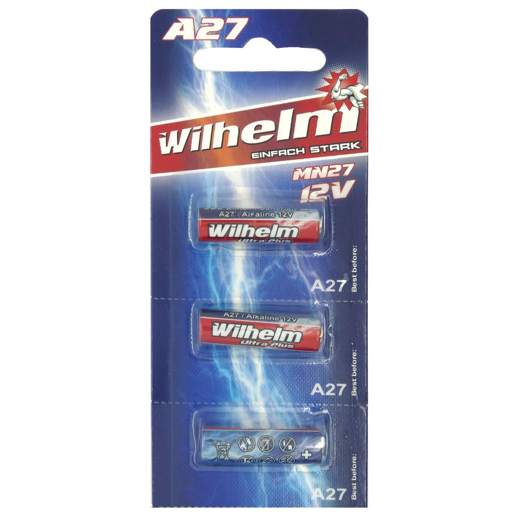 3 x Wilhelm A27 Blister 12V Wilhelm Alkaline