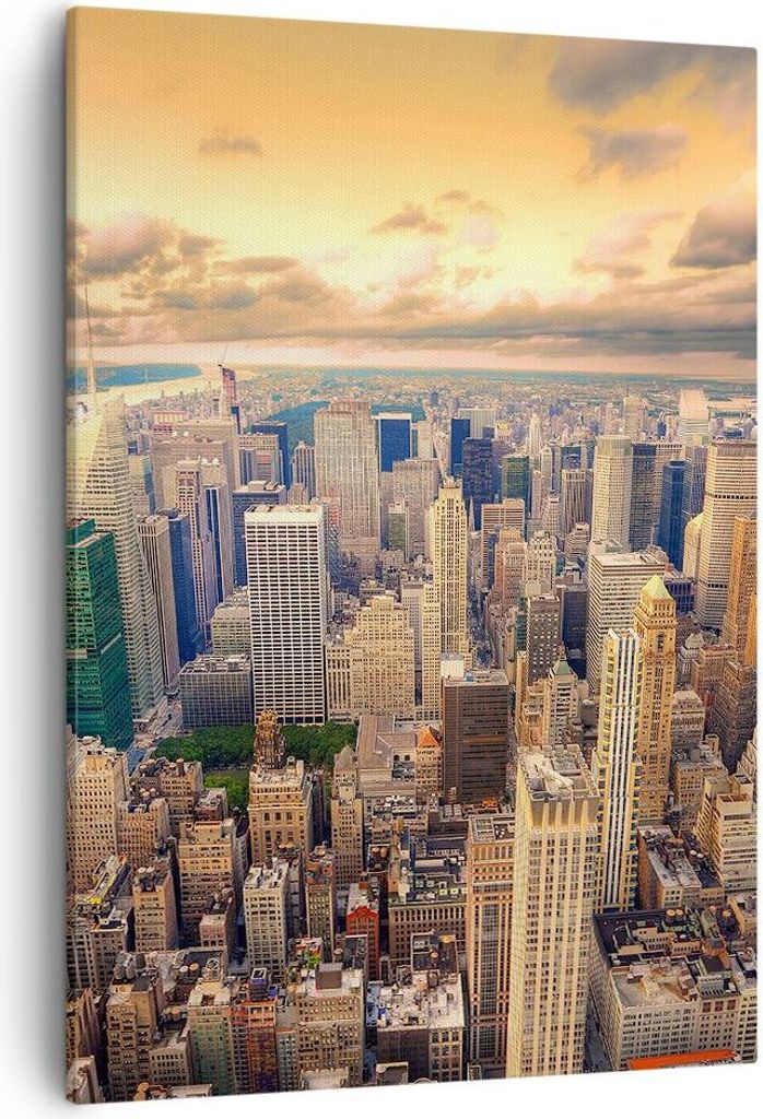 Bild auf Leinwand - Leinwandbild - Einteilig - Stadt Wolkenkratzer Amerika Innenstadt - 50x70cm - Wand Bild - Wandbilder - Leinwanddruck - Wanddeko...