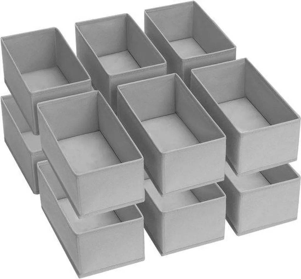 Rangement Vêtements Bébé Gris Clair - Organisateur Pliable 12 Pièces