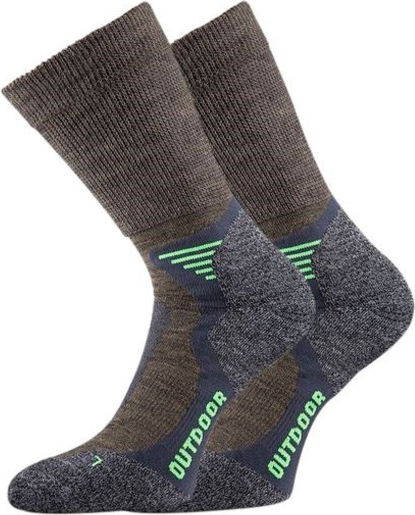 TippTexx 24 4 Paar Trekkingsocken, Wandersocken mit Wolle vom Merinoschaf, Grau/Grün, Größe 35-38