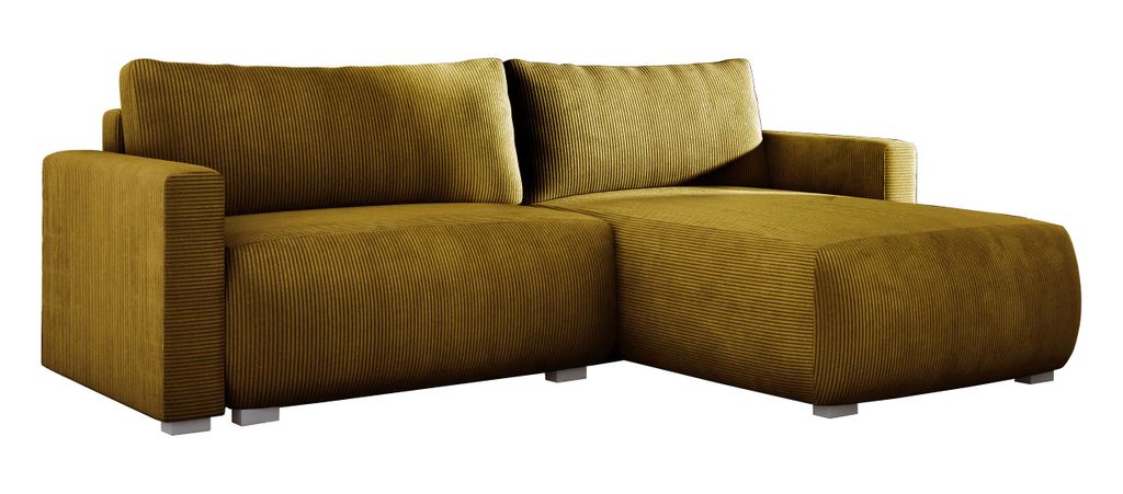 E-ZIMPAZ Ecksofa IMPERIAL 185x266 cm, Gelb PS01, L-Form, Sofa mit Schlaffunktion, Polsterecke, Wohnlandschaft, Couch, Schlafsofa, Cordstoff