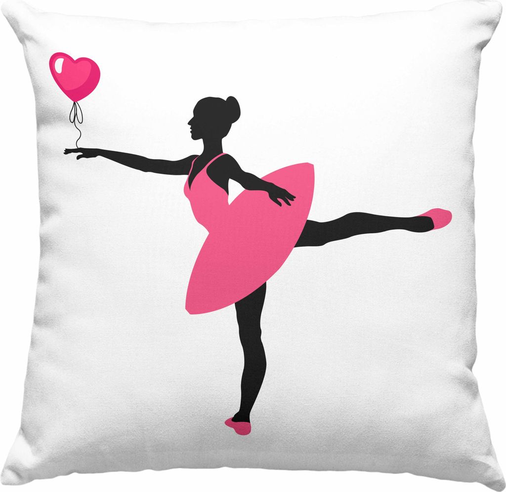 Trendation - Ballett Ballerina Deko-Kissen mit Füllung 40x40 Mädchen Geschenk Lehrer Frauen Balett Geschenkidee Deko-Kissen mit Füllung 40x40 (G...