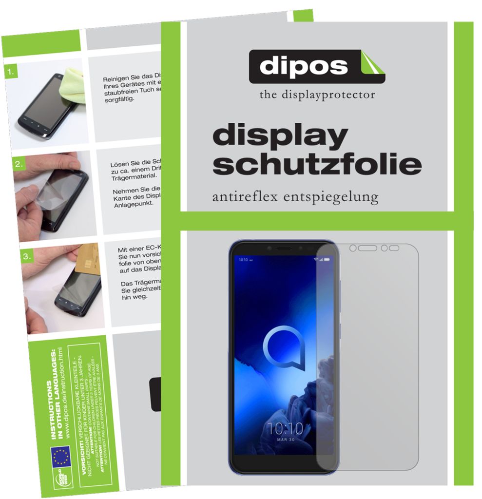 2x Schutzfolie für Alcatel 1S matt Displayschutzfolie Folie Display Schutz dipos