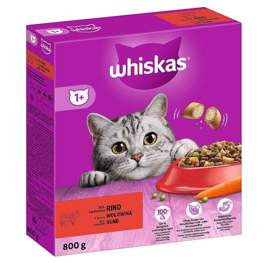 Whiskas Adult 1+ Rindfleisch Trockenfutter, Premium Produktbild 
