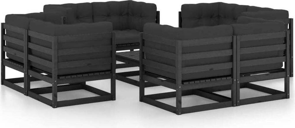 "Rabatt" 9-tlg. Garten-Lounge-Set - Wetterfestes Sitzgruppe - für 8 Personen - mit Kissen Massivholz Kiefer - Lounge-Dining set CC3079