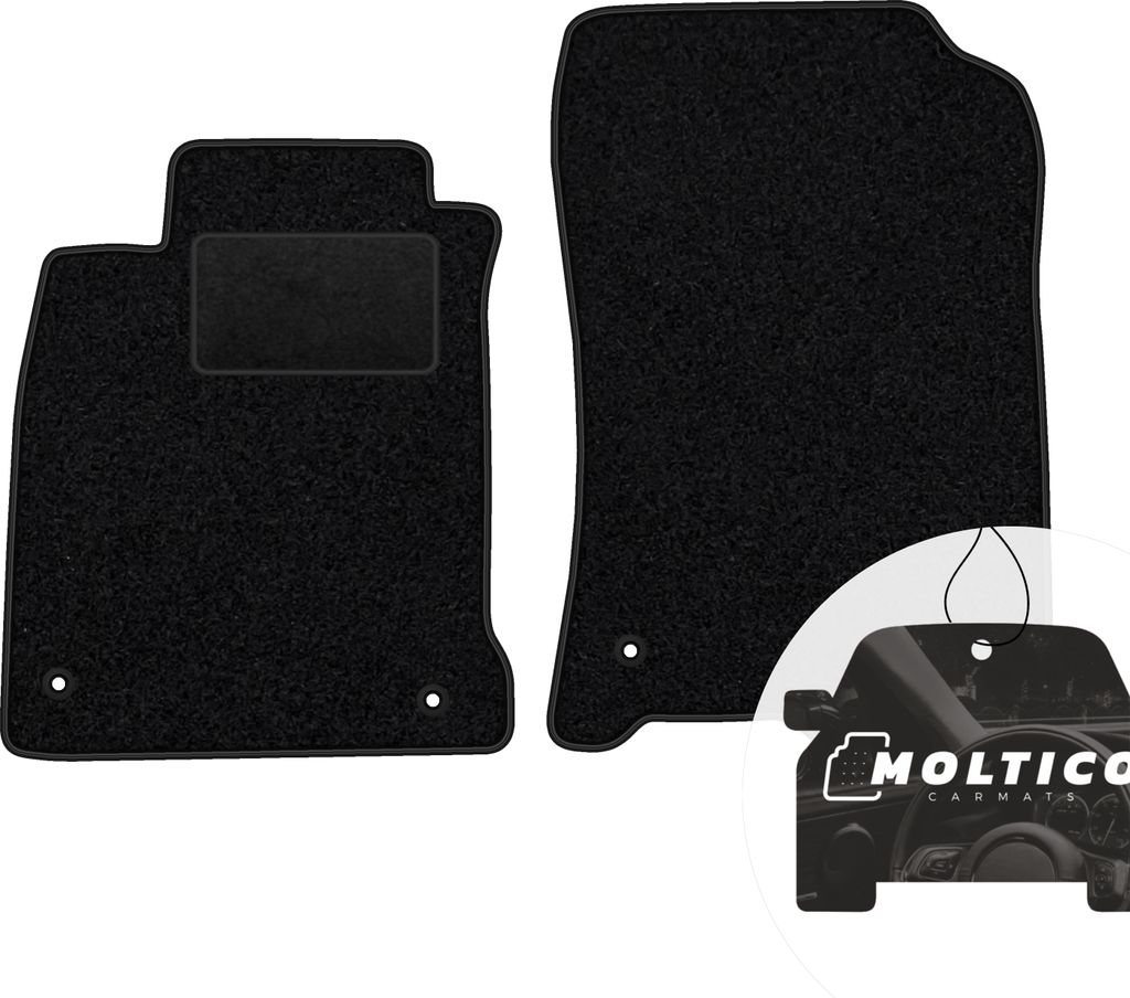 moto-MOLTICO Vorne Fußmatten Auto Velours Autoteppiche Schwarz Automatten Set 2-teilig passend für Renault Laguna III 2007-2015