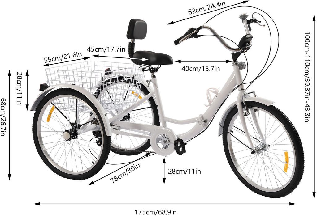 24 "7-rychlostní tříkolka pro dospělé tříkolka pro seniory Obrázek produktu 4