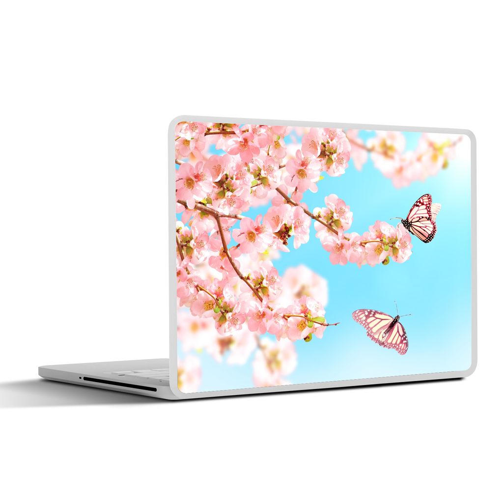 MuchoWow Laptop Aufkleber Sticker Cover Schmetterlinge - Baum - Blumen 36.5x27.5 cm - Laptop-Sticker