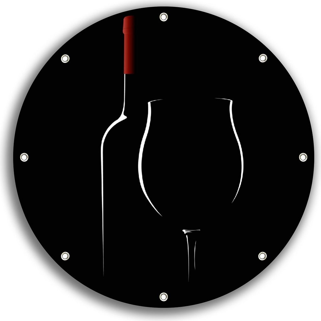 Wallario rundes Outdoor-Poster für Garten oder Balkon, Motiv Rotwein bei Nacht, 30 cm Durchmesser
